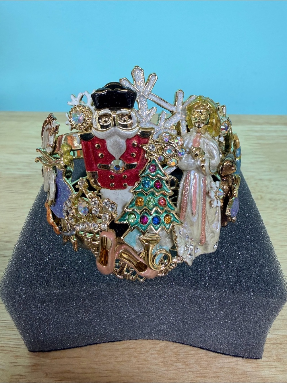 Kirks Folly Red, Green & Gold Holiday Cuff Bracelet